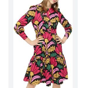 J. Crew Ratti Grandi Fiori Tiered Popover floral multicolor dress size 8